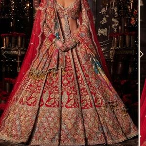 Rimple and Harpreet Red Bridal Lehenga indian